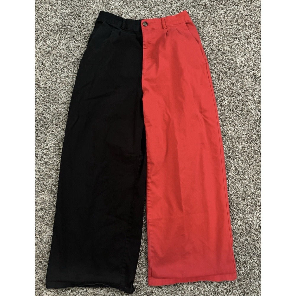 Black Friday Black & Red Split Flared Pants High Rise‎ Crop Women's Size 25